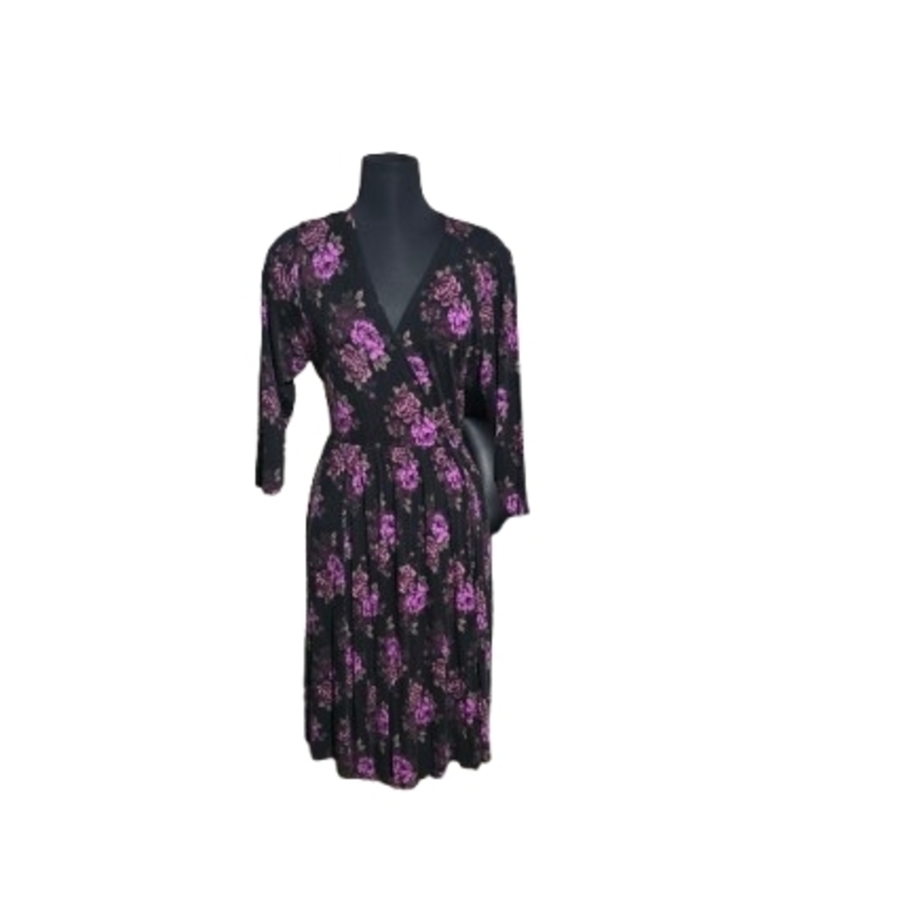 Torrid Super Soft Floral Surplice Skater Dress Black Purple Size 2 (18/20) image 6